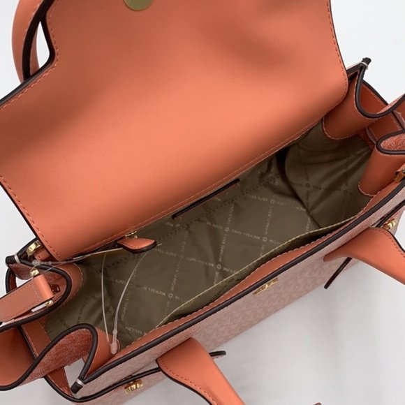 Michael Kors Carmen Medium Color-Block Logo Satchel Crossbody Sherbert Multi - Picture 9 of 16